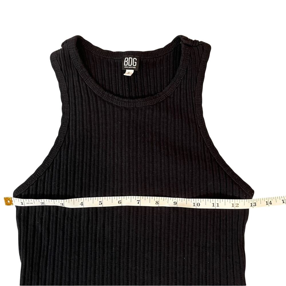 BDG Urban Outfitters Black Ribbed High Neck Cropped Tank Top Sz Small Basic - Picture 3 of 5